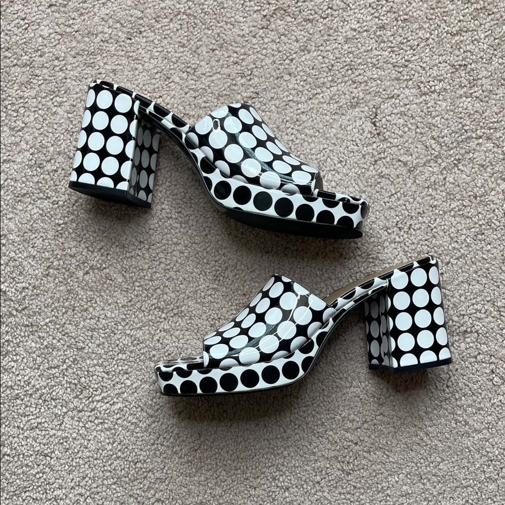 NWT Vaneli Black and White Moyra Polka Dot Chunky Platform Sandals - Picture 2 of 10